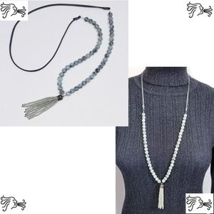 Natural Sesame Jasper Stone & Suede Necklace